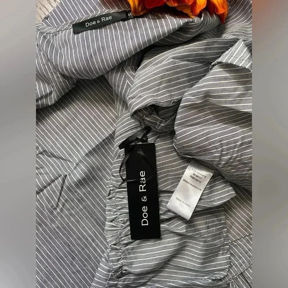 🌴3/$30🌴DOE & RAE Black Striped Button Down BabyDoll Blouse NWT - Picture 8 of 10